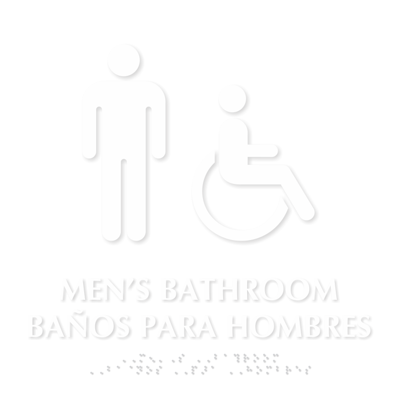 Bilingual Men's Bathroom Tactile Touch Braille Sign