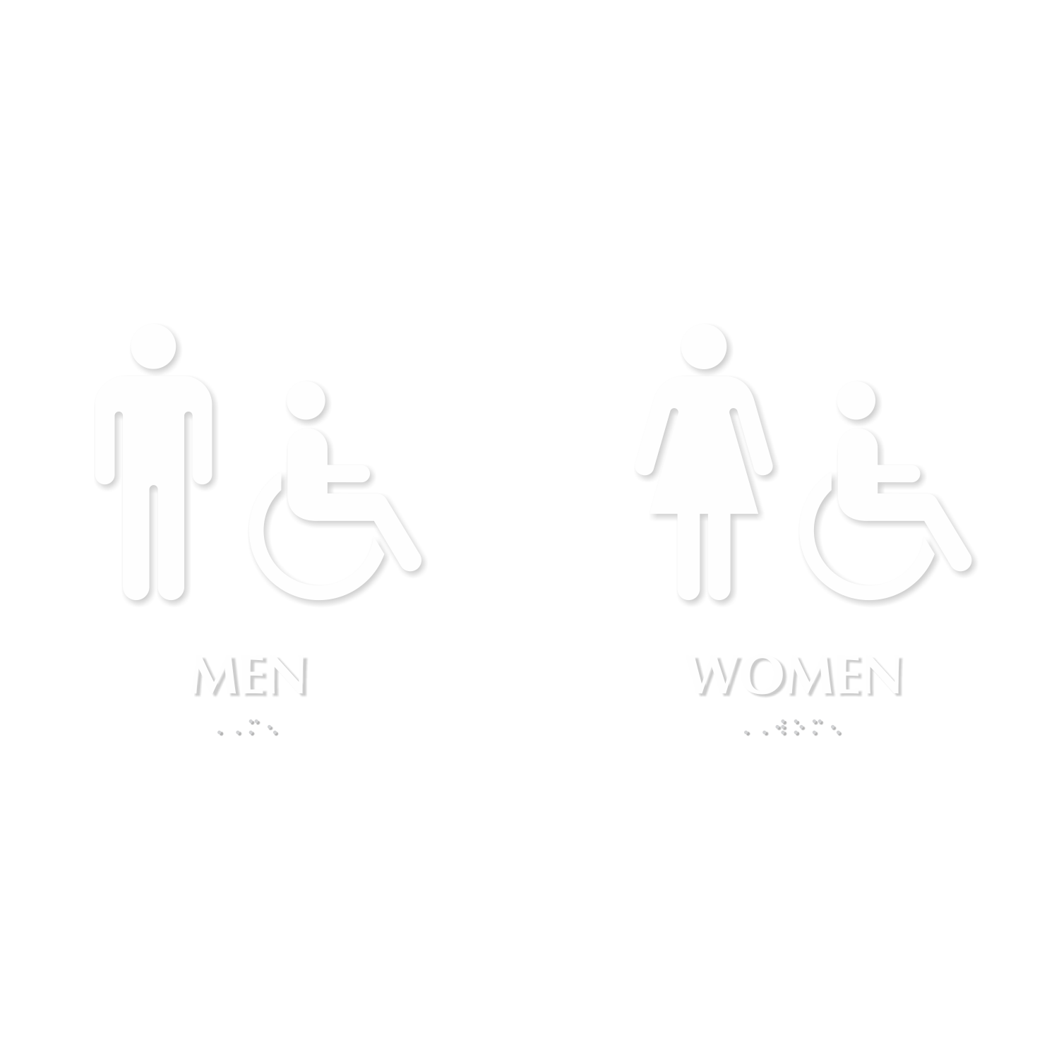 Braille Restroom Sign Kit: Men and Women Restroom With Accessible Pictogram