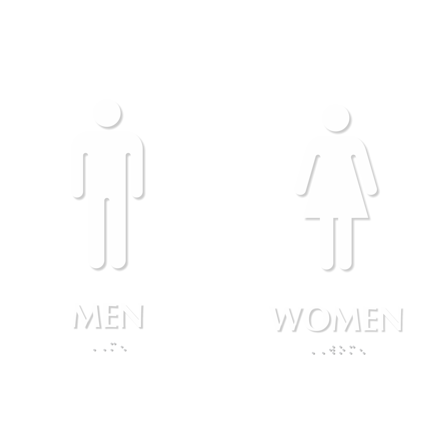 Men and Women Restroom Sign With Braille And Pictograms