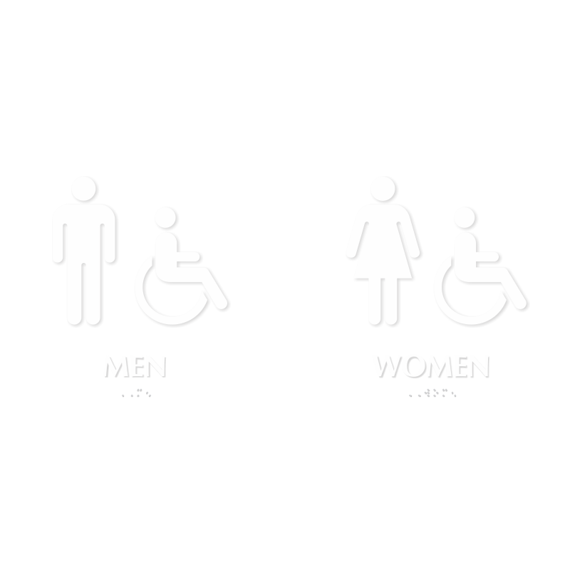 Men and Women Restroom Sign With Braille And Accessible Pictograms