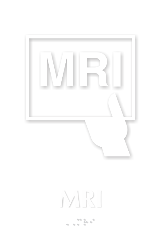 MRI Braille Sign with Magnetic Resonance Imaging Symbol