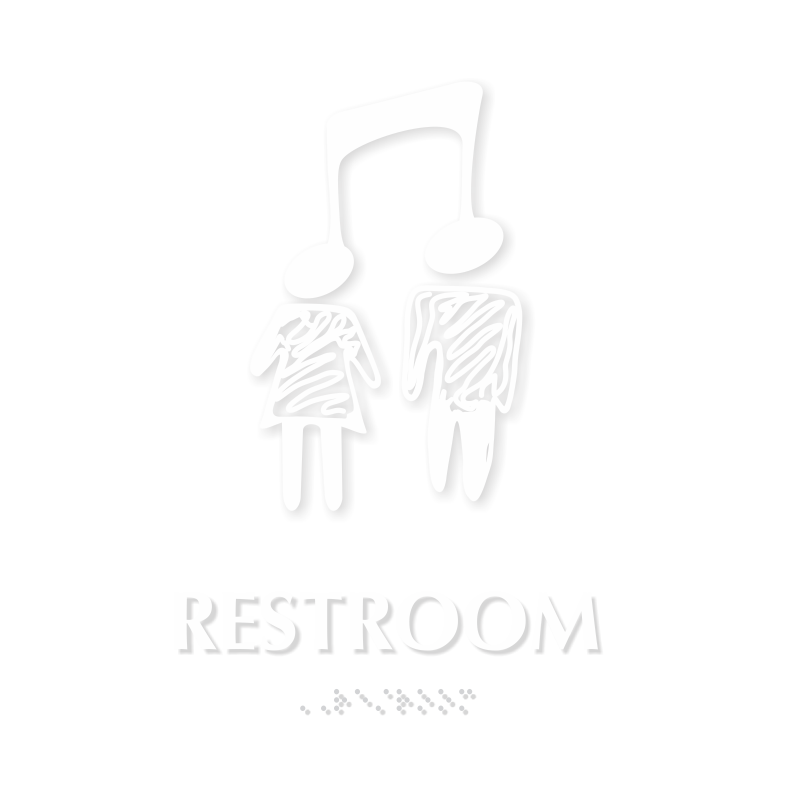 Restroom Braille Sign with Music Connect People Symbol