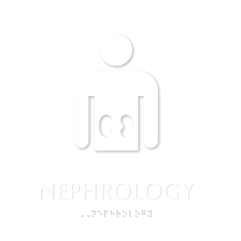 Nephrology TactileTouch Braille Hospital Sign with Kidney Symbol