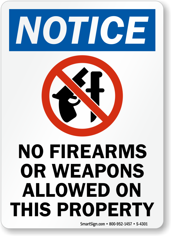 no firearms weapons allowed sign property signs sku s 4301