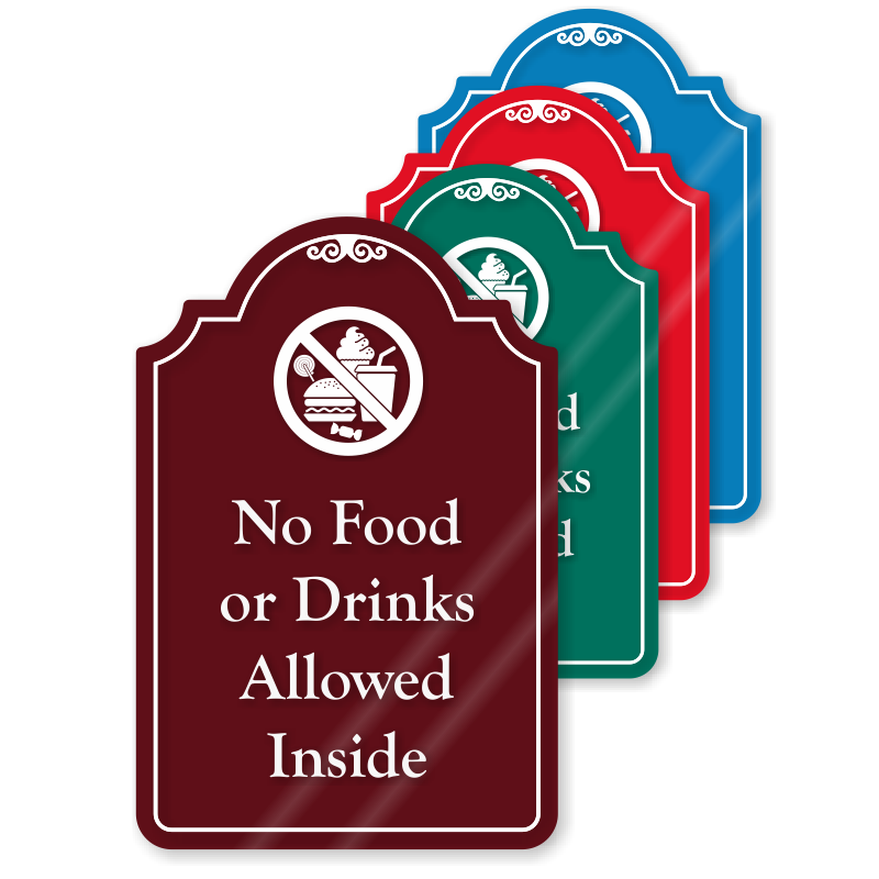 No Food or Drink Glass Decal Signs, SKU: LB-2898