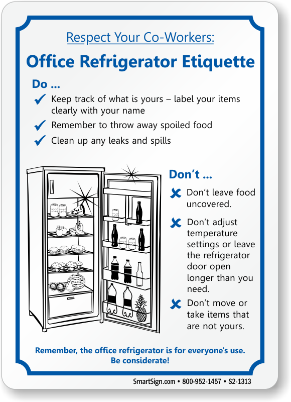 Office Refrigerator Etiquette Sign SKU S2 1313