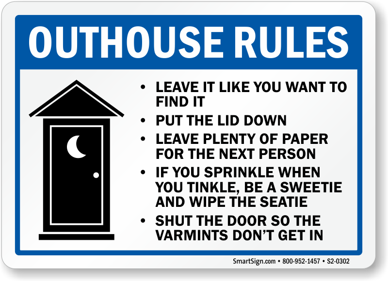 Outhouse Rules Sign, SKU S20302