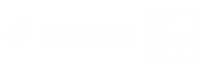 Play Room Engraved Sign with Left Arrow Symbol