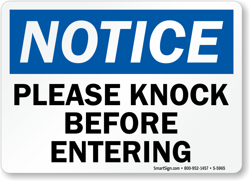Notice Please Knock Before Entering Sign, SKU S5965