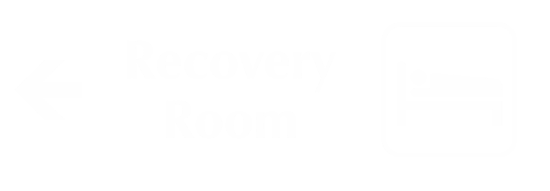 Recovery Room Engraved Sign with Left Arrow Symbol