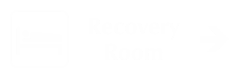 Recovery Room Engraved Sign with Right Arrow Symbol