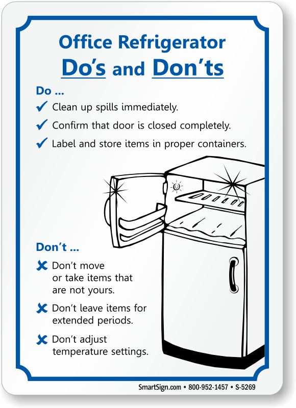 Office Refrigerator Rules Sign, SKU S5269