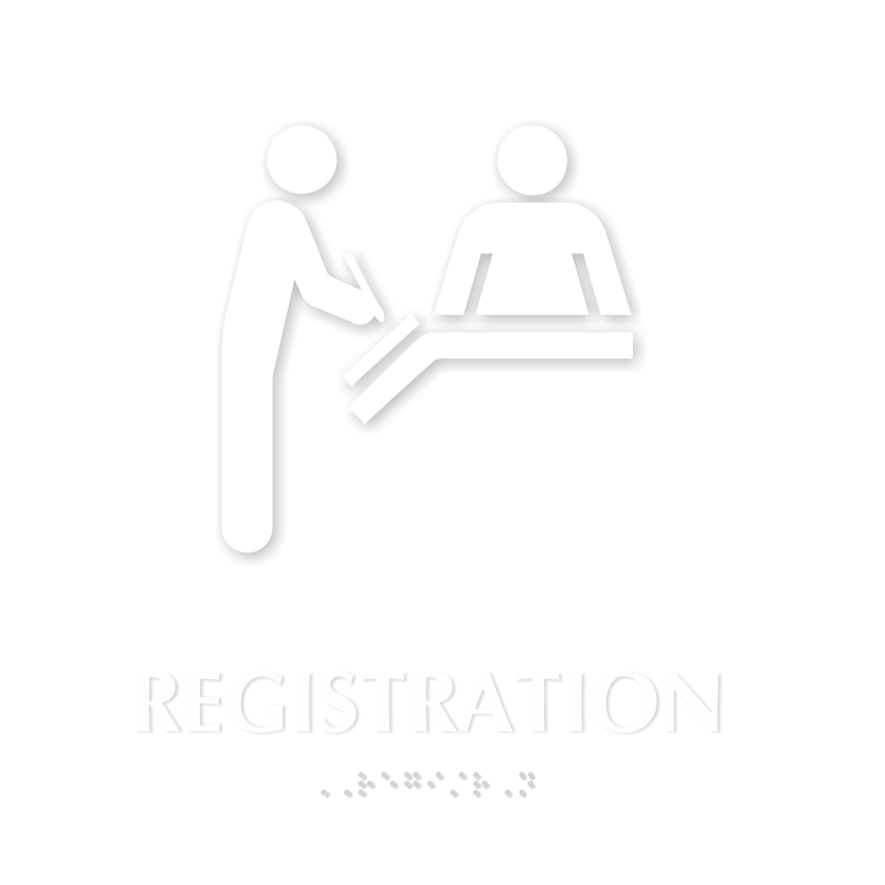 Registration Braille Sign with Hospital Receptionist Symbol