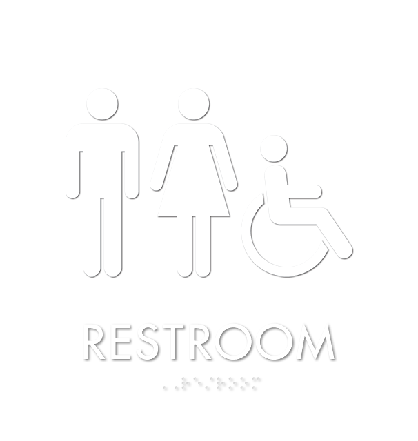 Restroom w/M/F/ISA Symbol Sign