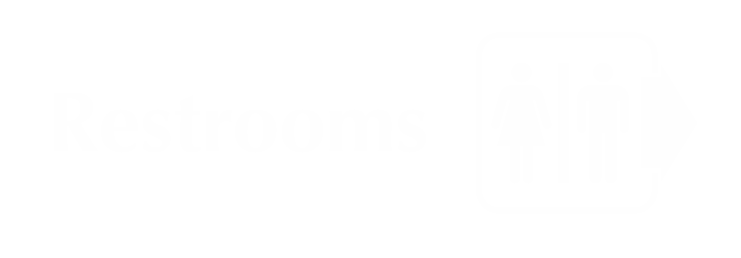 Restrooms Engraved Arrow Sign