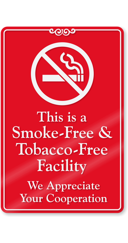 smoke free tobacco Smoke & Tobacco Free Facility, Thank You For Not Smoking Sign, SKU: SE-5998