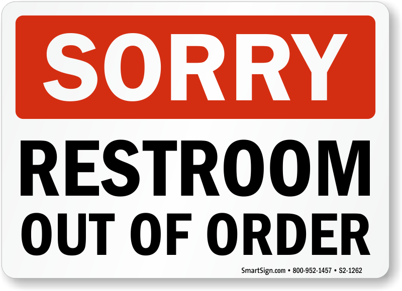 sorry restroom out of order sign, sku: s2-1262