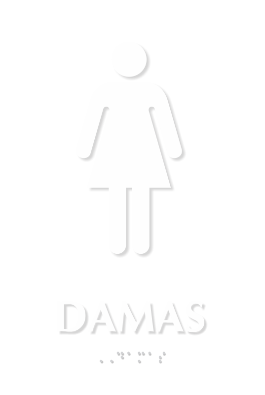 Damas Spanish Braille Restroom Sign with Female Pictogram