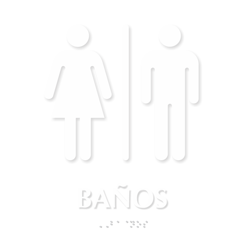 Banos Spanish Braille Sign with Male, Female Pictogram