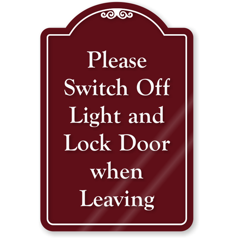 Buy 1 x Please Switch Off Light and Lock Door When Leaving-87mm