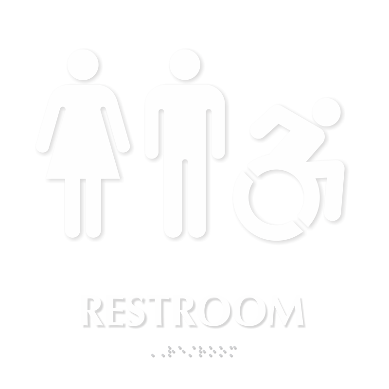 Restroom Braille Sign, Men, Women, New ISA Pictograms