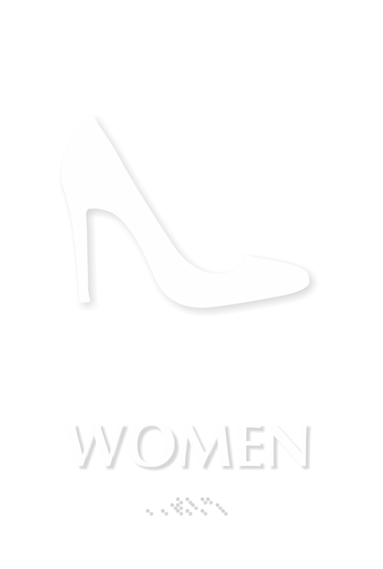 Women Heels Braille Restroom Sign