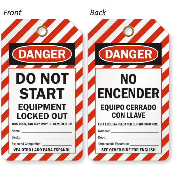 Bilingual Lockout Tags and Spanish Lock Out Tags