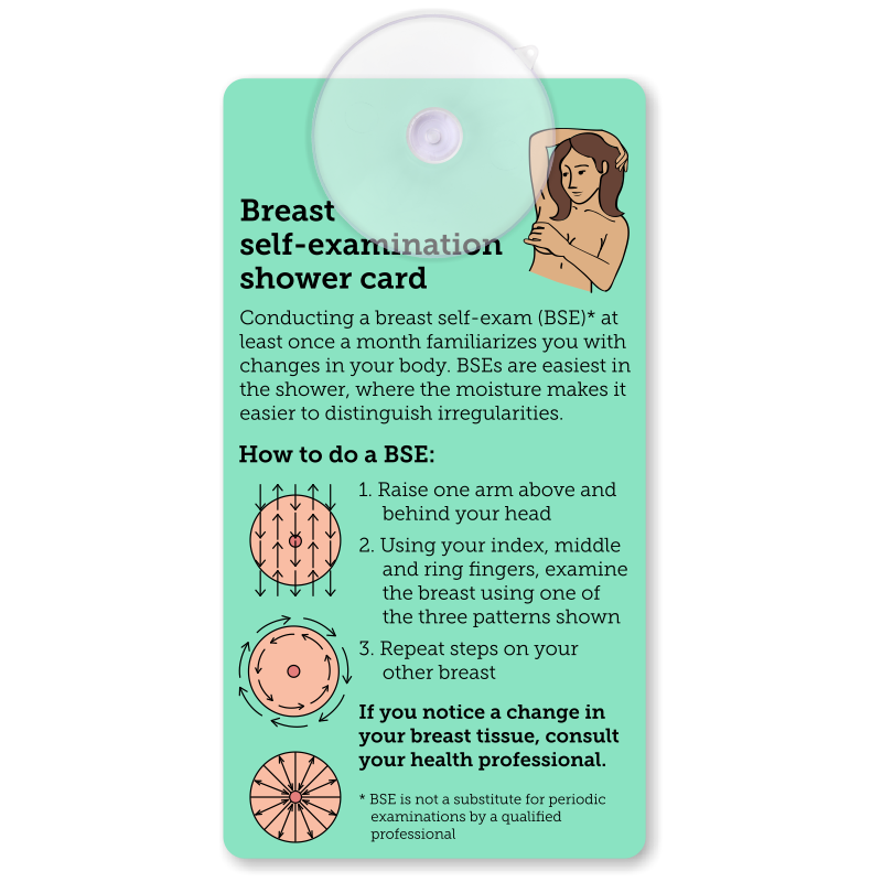 Breast Self-Examination Shower Card Suction Cup Tag