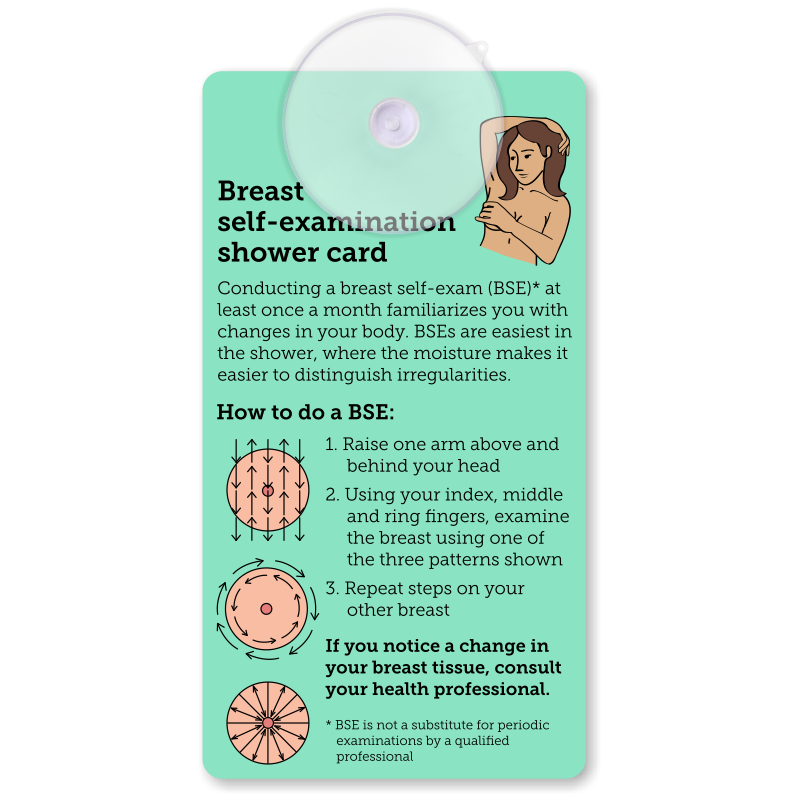 Breast Self Examination Shower Card Suction Cup Tag, SKU: TG-1501