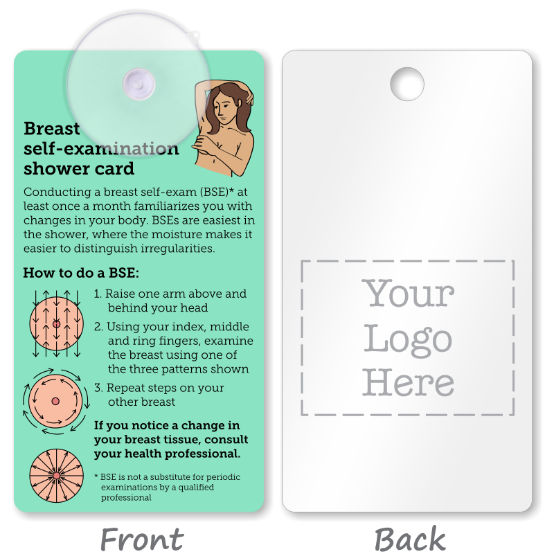 Custom Breast Self Exam Card Suction Cup Tag - Add Logo, SKU: TG-3186 for Free Printable Breast Self Exam Shower Card