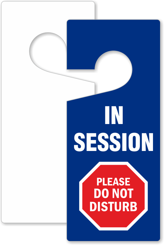 In Session Please Do Not Disturb Door Knob Hanger Tag Sku