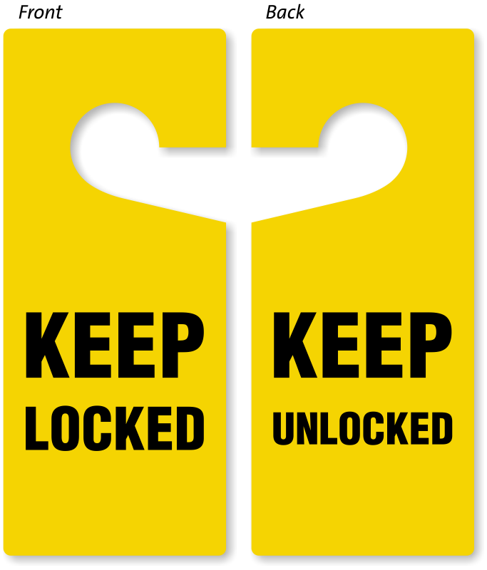 Keep Locked / Keep Unlocked Door Knob Hanger Tag, SKU TG0927