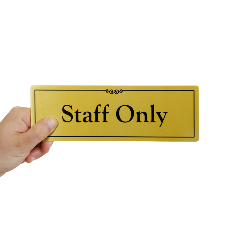 Staff Only Sign - Gold DiamondPlate™ Door Sign, SKU - DP-0109