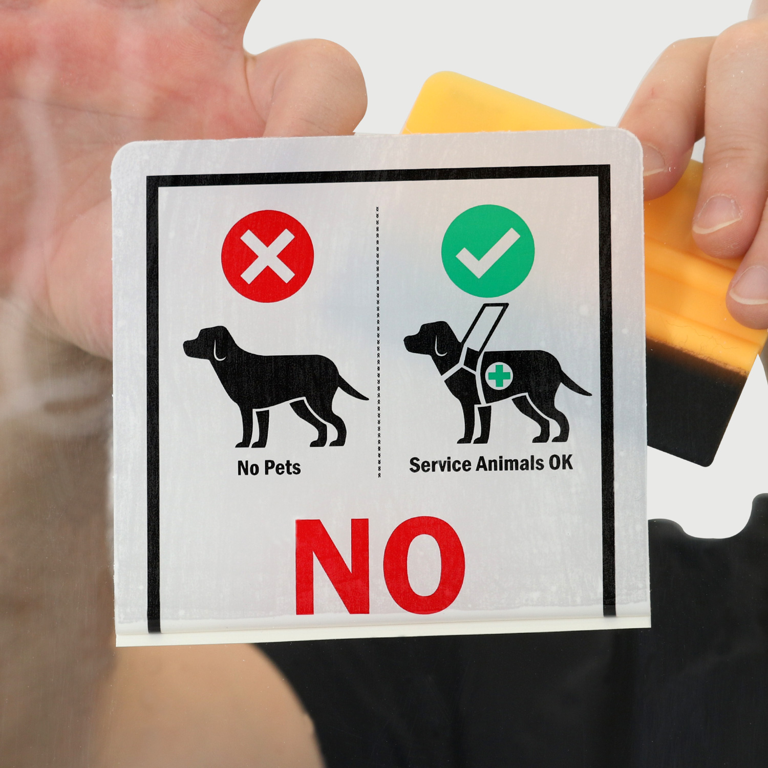 No Pets Except Trained Service Animals Glass Decal Signs, SKU: LB-4351