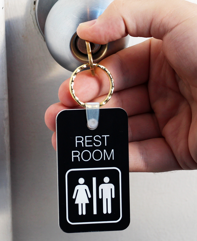 Unisex Male Female Rest Room Plastic Key Tags or Key Chains, SKU SE2236