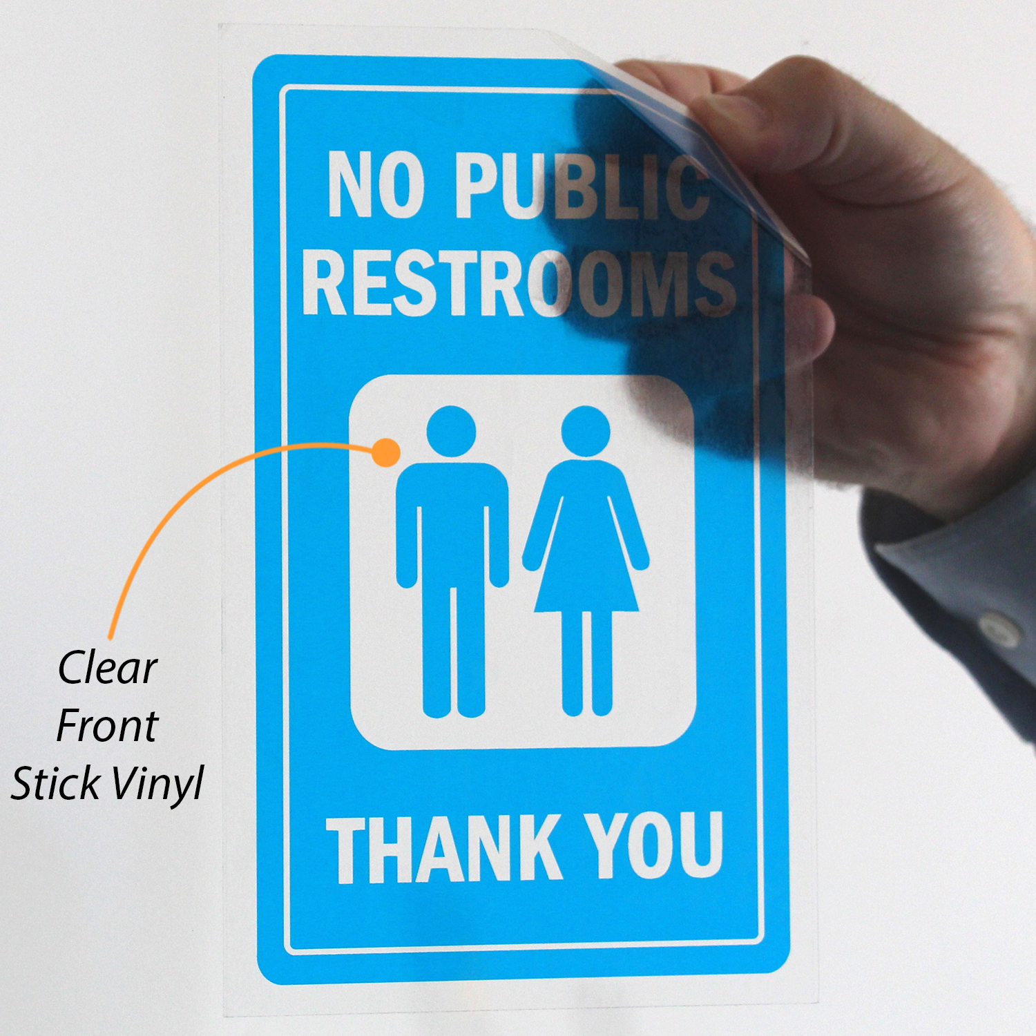 No Public Restrooms Window Decal With Graphic Free PDF Signs, SKU S4874