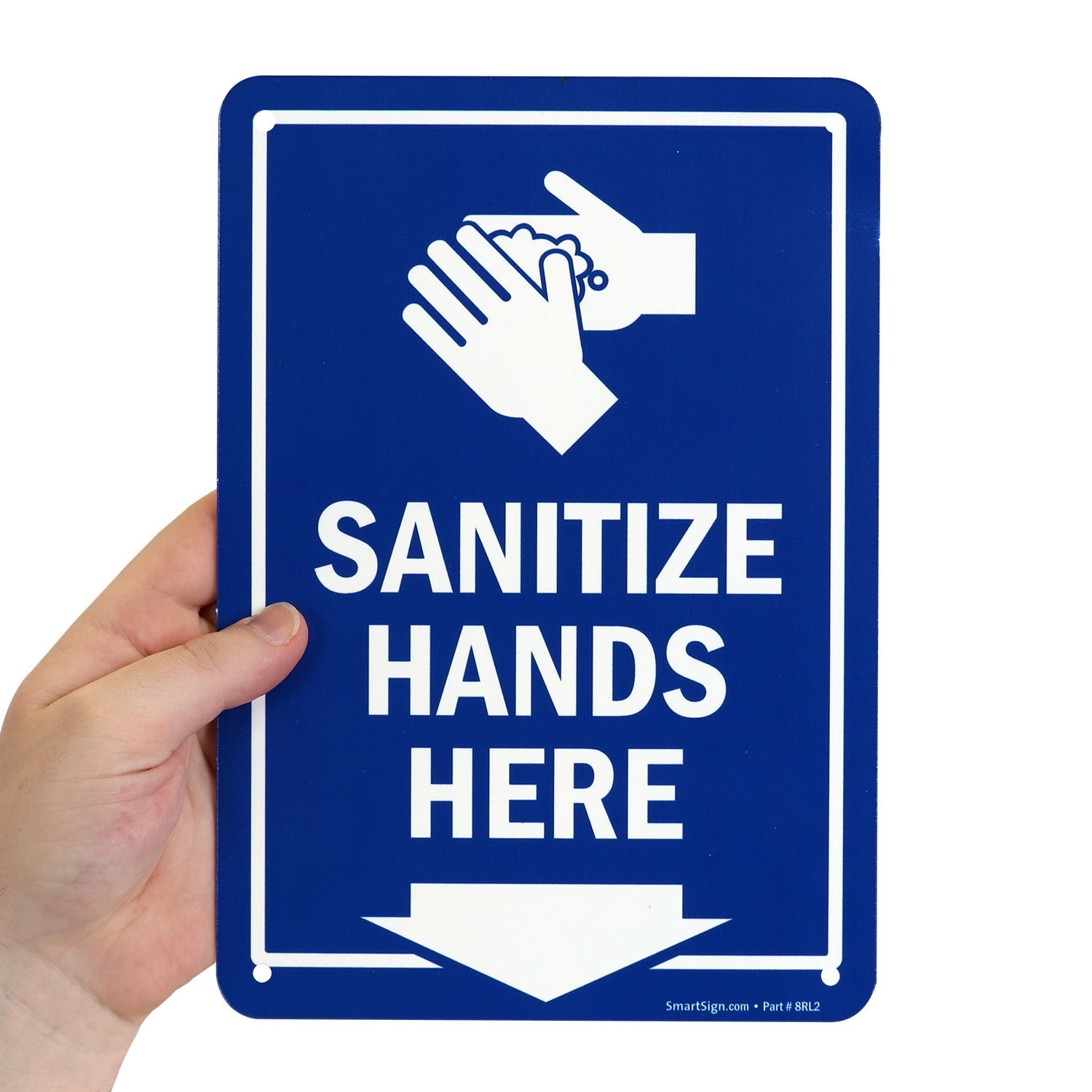 10 X 7 in ComplianceSigns Plastic Sanitize Hands Here Sign with English... 