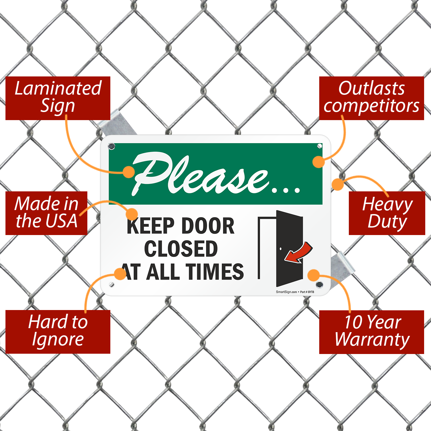 Please Keep Door Closed At All Times Sign, SKU: S2-0507