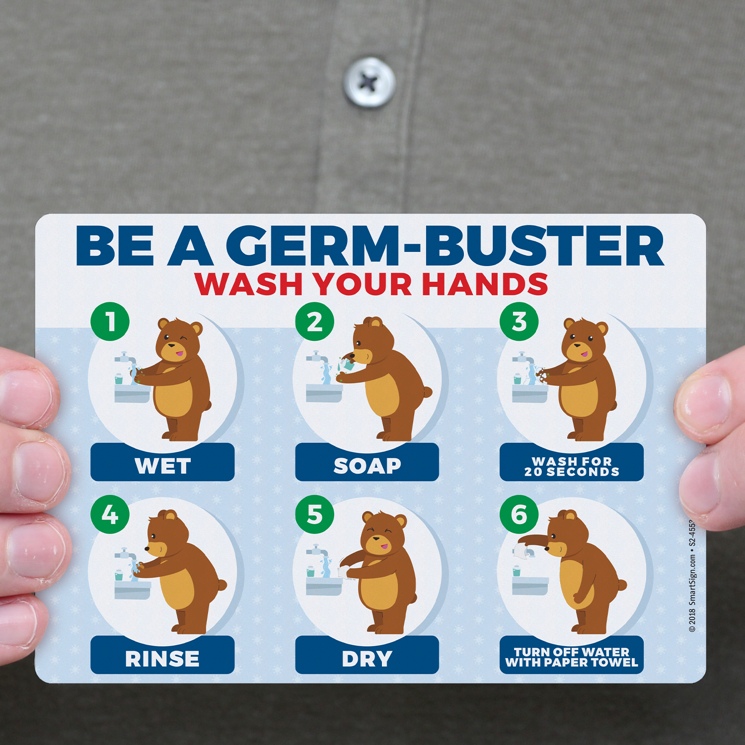 Be A Germ Buster Wash Your Hands Sign Sku S2 4553