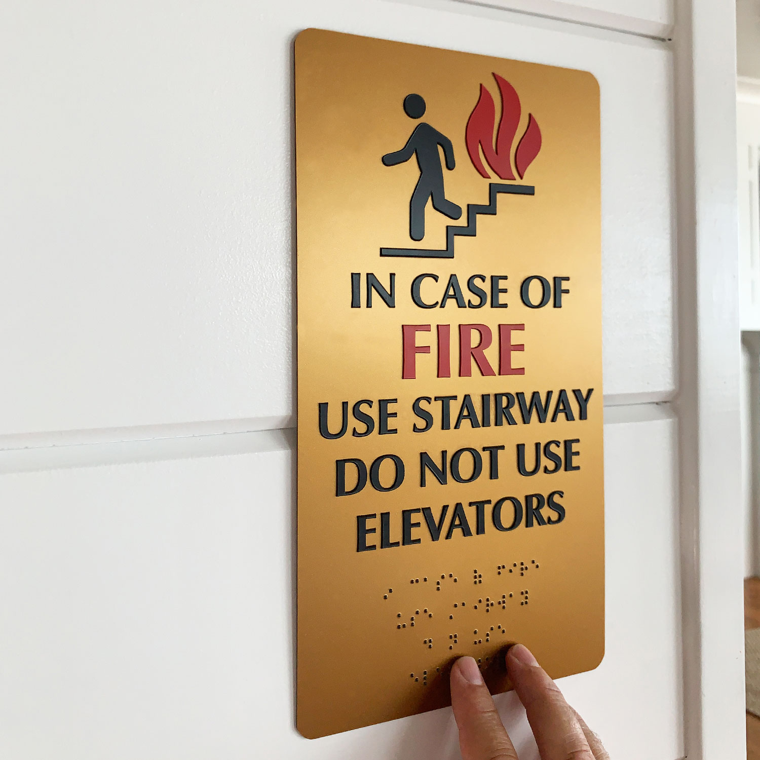 Custom in Case of Fire Pull Alarm Braille Sign by BannerBuzz