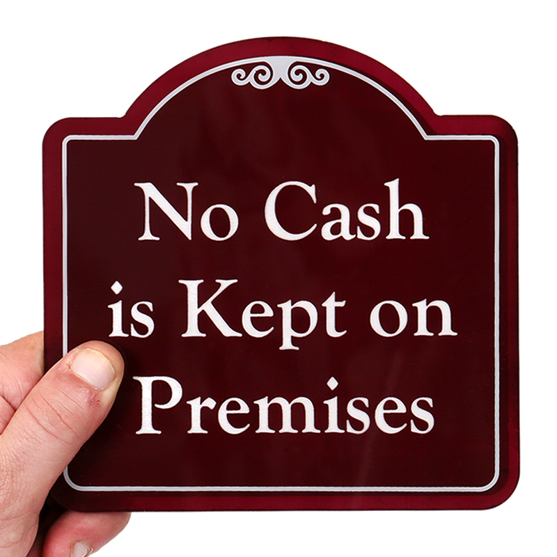 No cash left on the premises overnight Security Sign Sticker Waterproof 