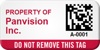 Custom 2D Do Not Remove Barcode Asset Tag
