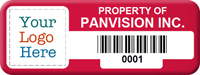 SunGuard Asset Label Add Company Name with Barcode