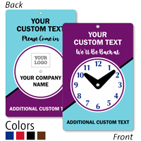 Custom Dual Sided Please Come In Be Back Clock Sign