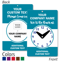 Custom Please Come In We Are Open Be Back Clock Sign