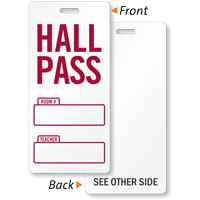 School Hall Pass Tag, Writable Teacher Name, Room