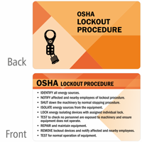 OSHA Lockout Procedure Heavy Duty Single Safety Wallet Card