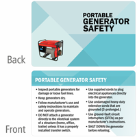 Portable Generator Safety Heavy Duty Laminated Safety Wallet Card