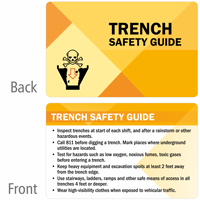 Trench Safety Guide Heavy Duty Laminated Safety Wallet Card