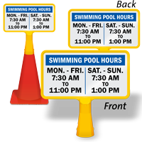 Swimming Pool Hours Custom ConeBoss Swimming Pool Sign